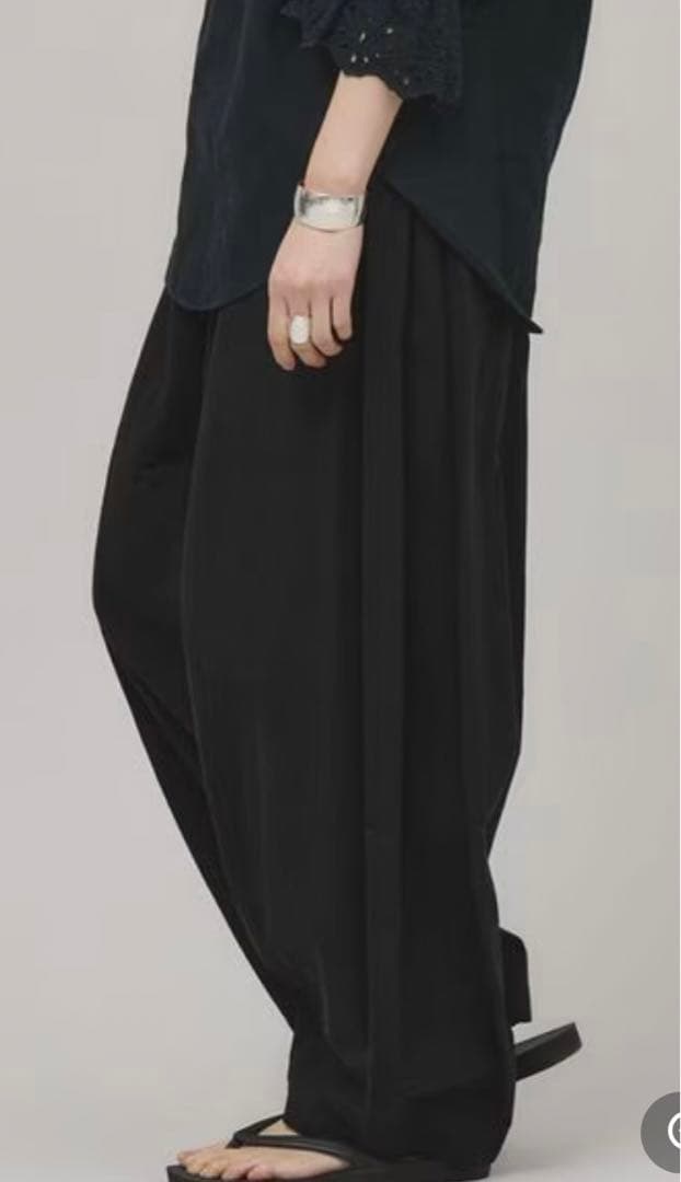 今季新品コットンリネンドロストパンツ黒 Curensology(カレンソロジー)｜コットンリネンドロストパンツ/ブラック