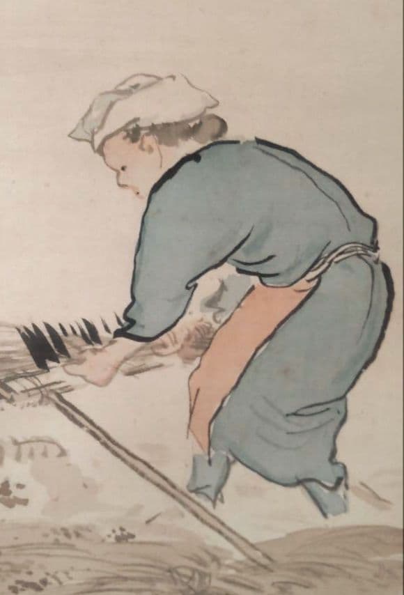 農婦収穫図」森村宜稲 掛軸 真筆保証 - メルカリ