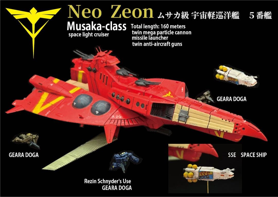 機動戦士ガンダム逆襲のシャア ネオジオン ムサカ5番艦 完成品 1/1700