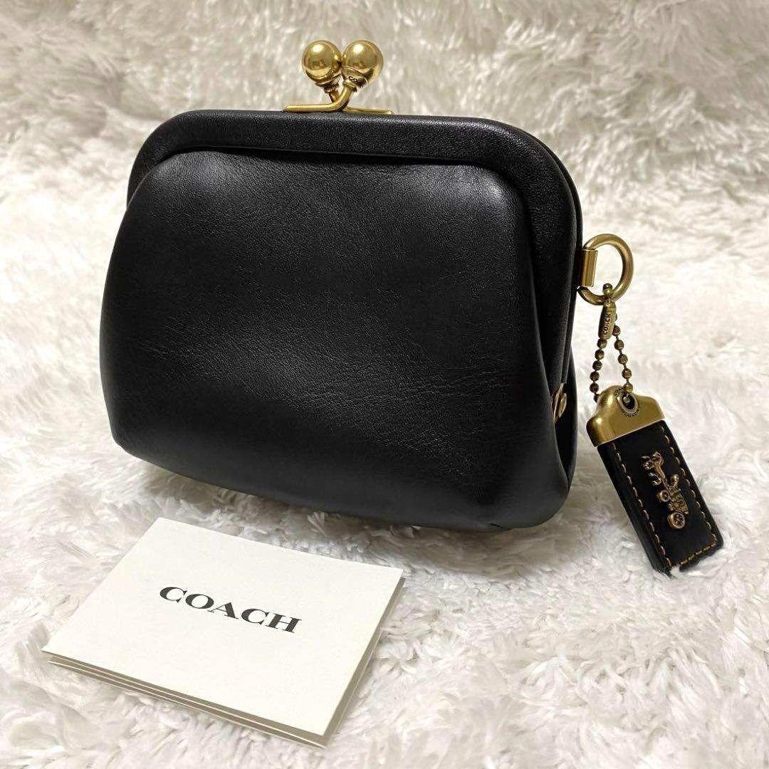 美品】大人気 入手困難 COACH コーチ がま口 キスロック レザー 黒