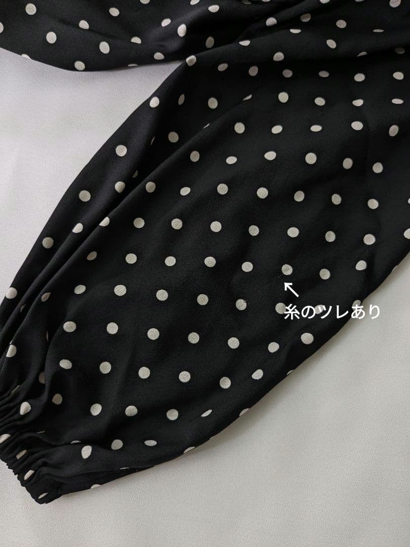BEARDSLEY【洗える】パール釦ドットギャザーチュニック ワンピース