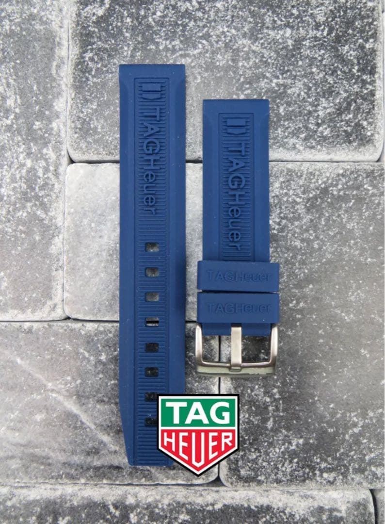TAG Heuer 用ラバーストラップ 青色20mm アクアレーサーなどに タグ・ホイヤー アクアレーサー キャリバー5用ラバーベルト【EBISU