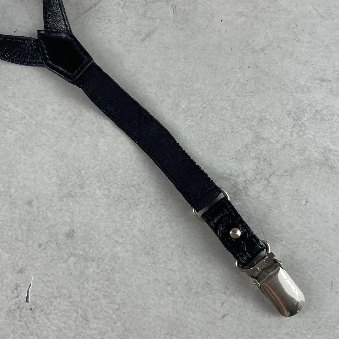 極美品⭐️Yohji Yamamoto レザー サスペンダーベルト ブラックの通販