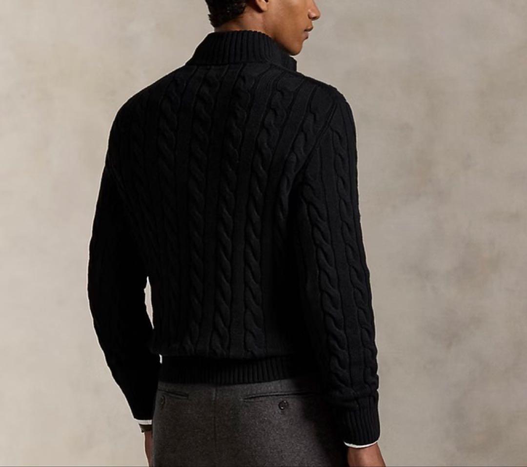 POLO RALPH LAUREN ケーブルニット ハーフジップ メンズ M 黒 - メルカリ