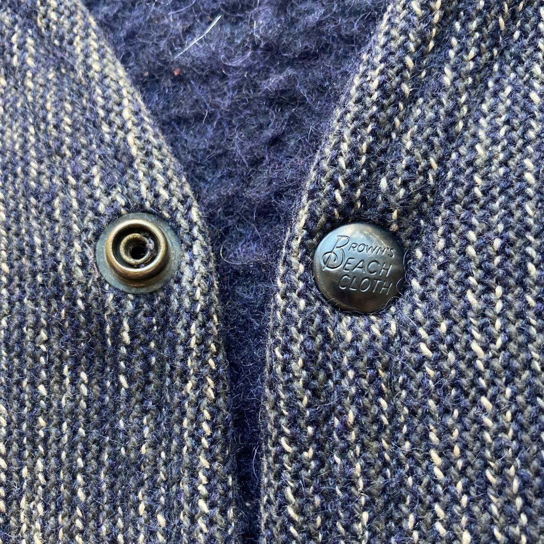 40s ブラウンズビーチ ノーカラー ジャケット カーディガン 30s 50s