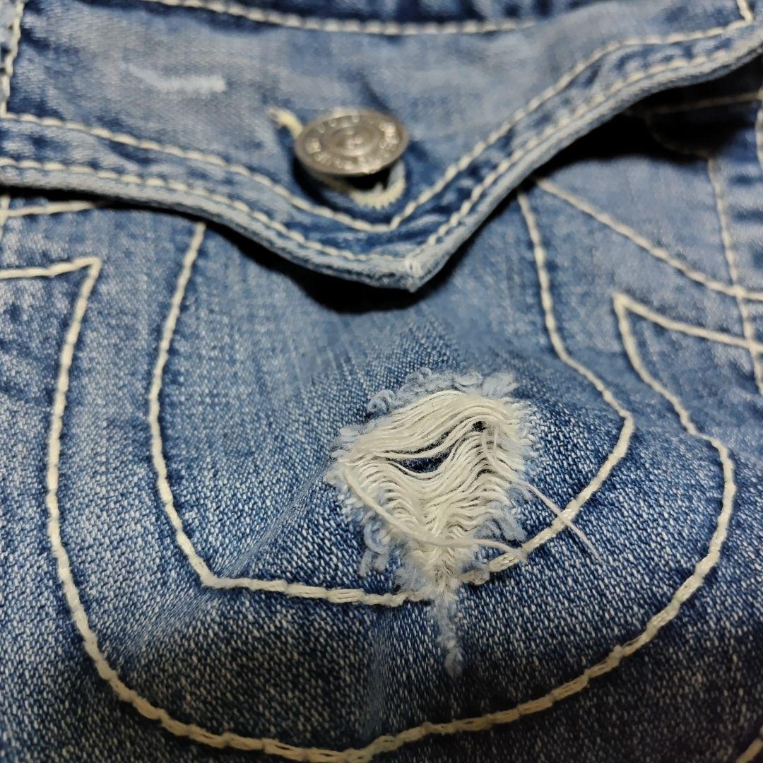 00s TRUE RELIGION フランキービッグティー 白糸 フレア デニ