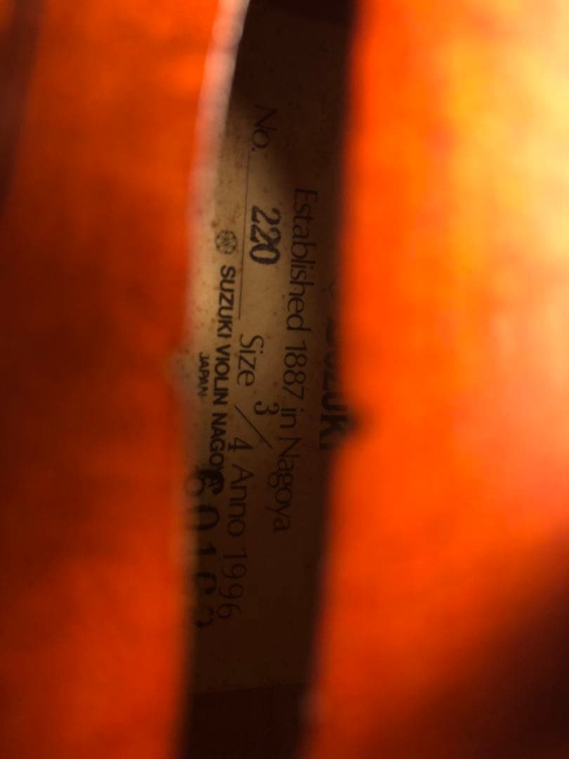 駒&魂柱調整済】Suzuki分数バイオリンNo220 3/4 1996