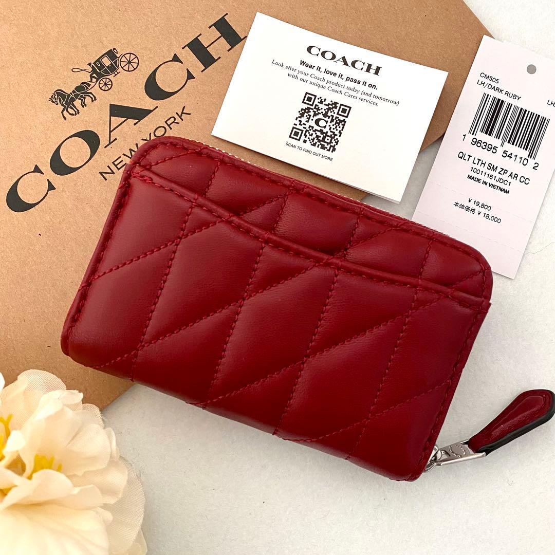 新品 正規品☆COACH コーチ コインケース レッド キルティング - メルカリ