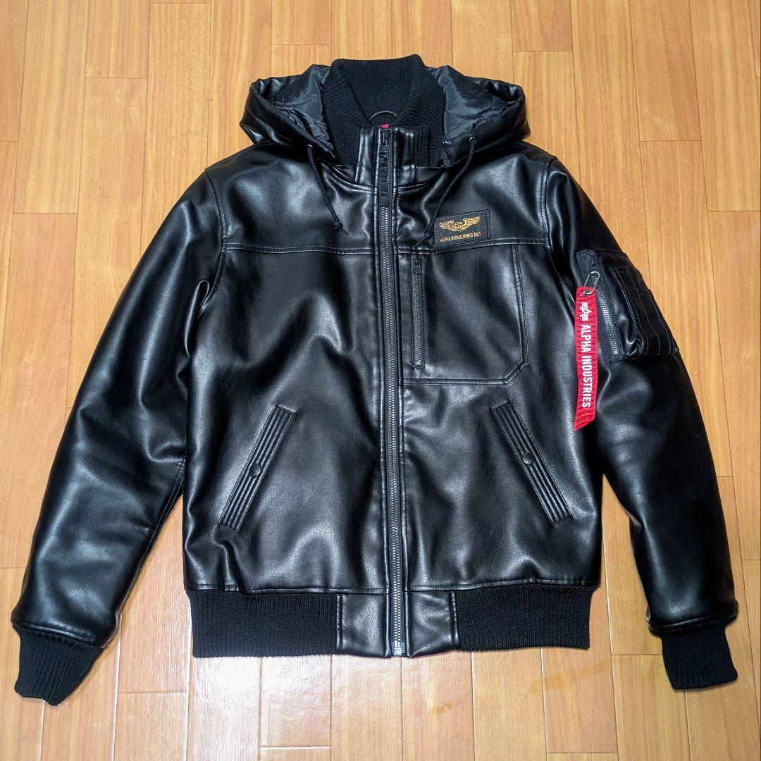 ALPHA フーデッドリブジャケット PUレザー サーモライト M（L相当） 楽天市場】SALE セール ALPHA フーデッド リブ ジャケット ALPHA