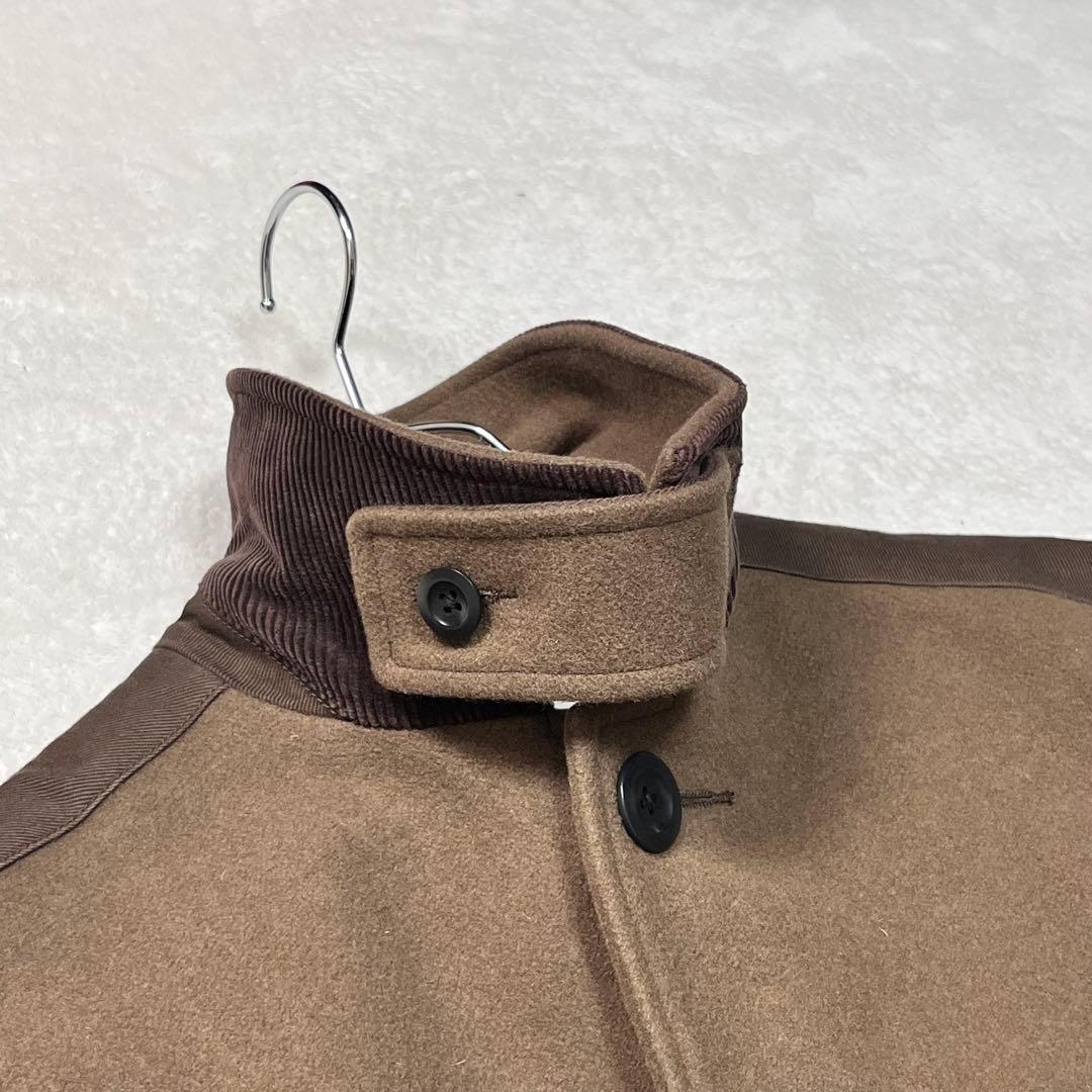 MHL.』メルトンコート 生地切替 チンフラップ マーガレットハウエル M