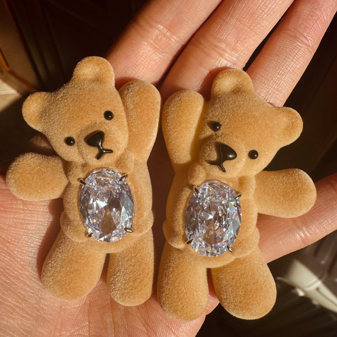 YVMIN クマちゃん ヘアクリップ 左右 セット ペア｜Gemstone