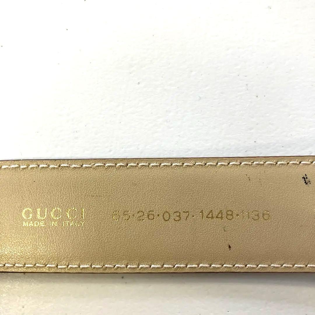 GUCCI グッチ ベルト ミラーバックル G金具 ベージュ系 265