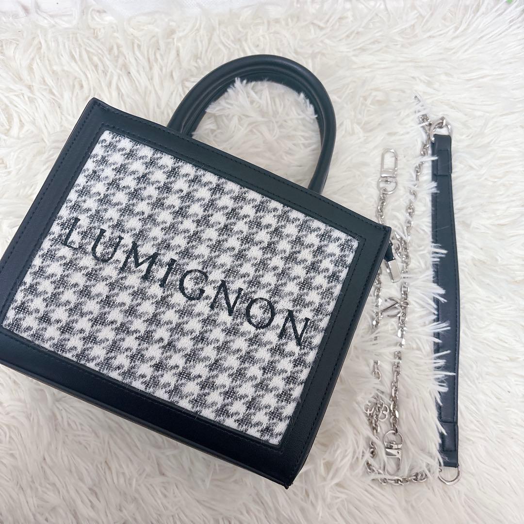 lumignon バック ピンク ルミニョン Lumignon houndstooth 2way bag