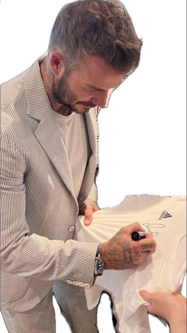 ベッカム直筆サイン入りadidasシャツ マンチェスターU イングランド代表