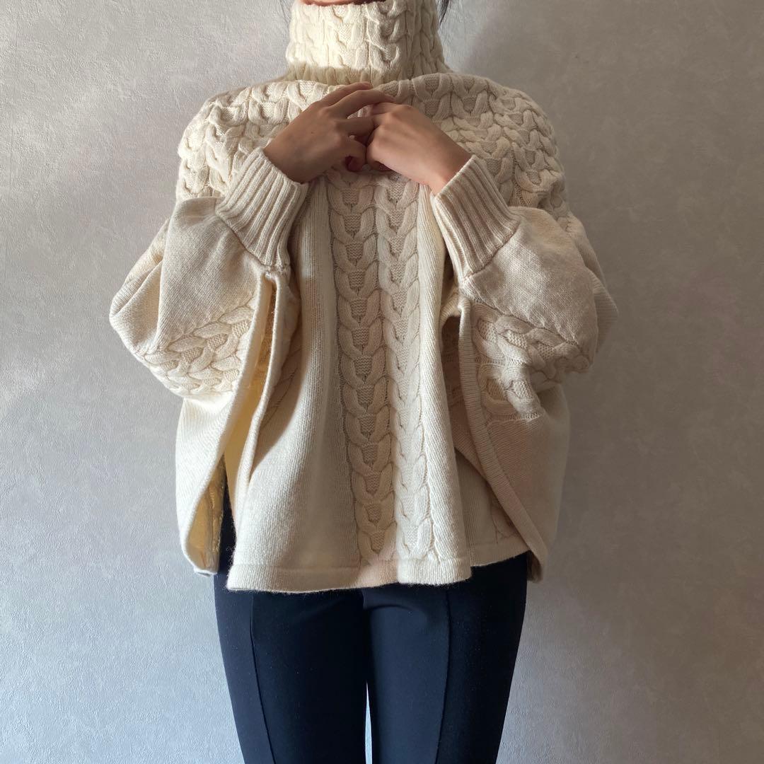 LIZLISA ダブルリボンニットファーポンチョ 白 ホワイト 量産型