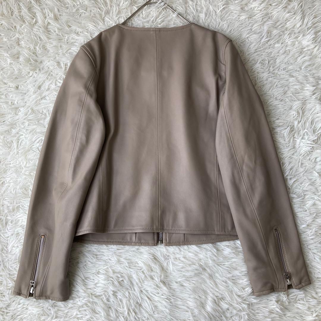 極美品】 ビームス ラム 羊革 ノーカラー ライダースジャケット