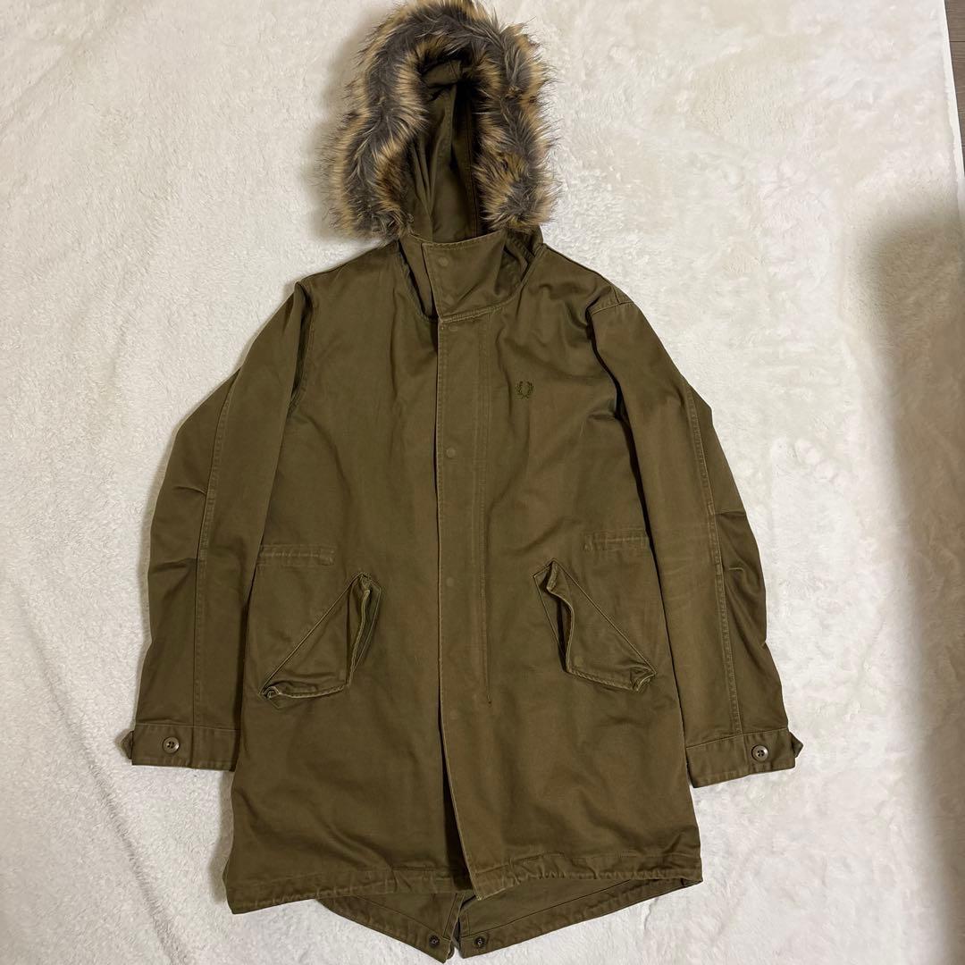 FRED PERRY モッズコート S カーキ ライナー付 ブロックチェック Fred