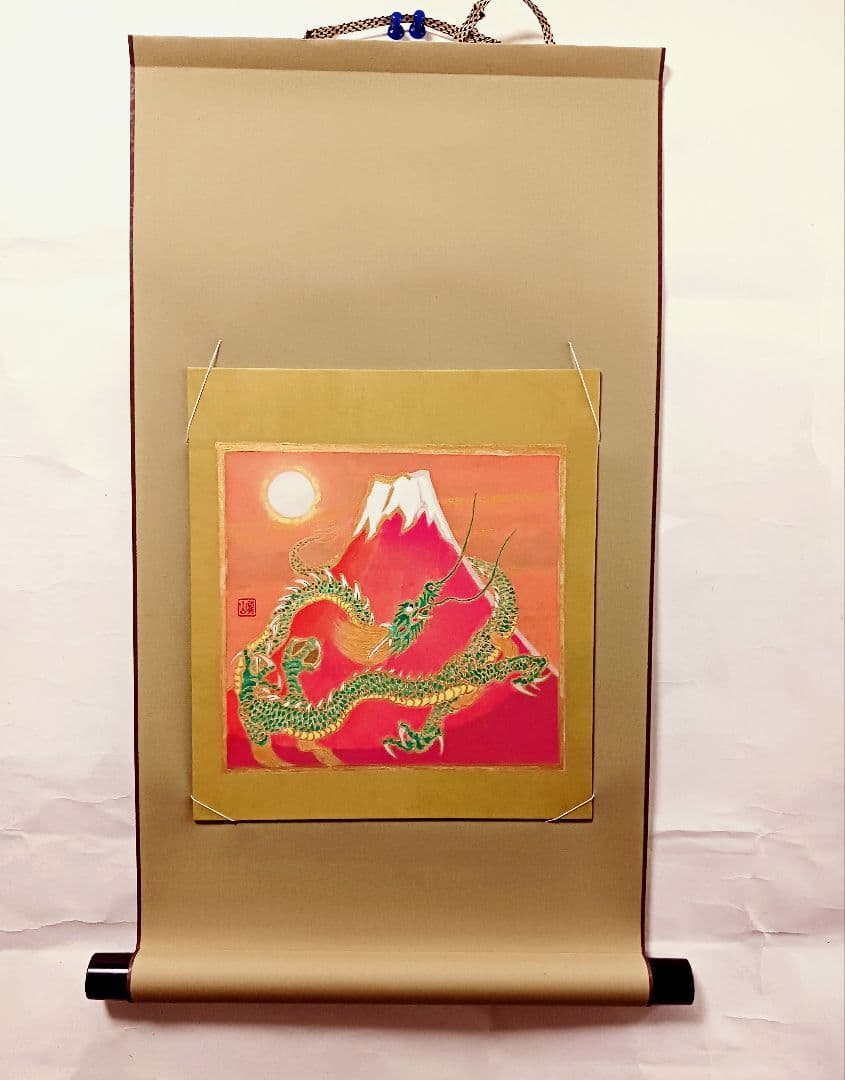 加藤龍山 日本画「日の出紅富士昇り龍」と水墨画昇龍のポスターの