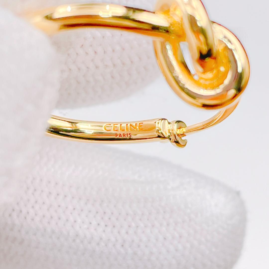 ◇セリーヌ◇ 新品仕上済 ノット スモール フープ ピアス ゴールド 2.61g