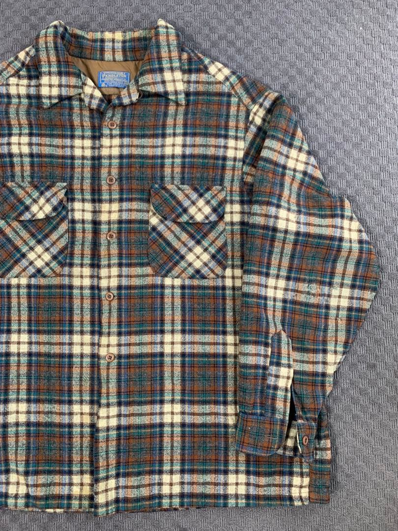 70s “PENDLETON” ボードシャツ 開襟 USA製 ブラウン2XL