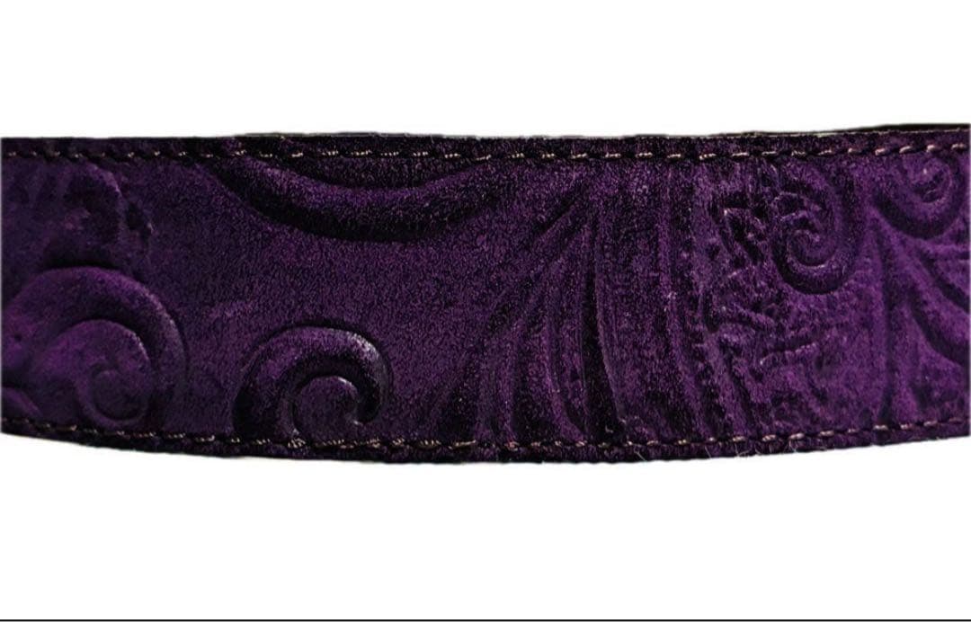 美品】ETRO エトロ レザーベルト ペイズリー パープル スエード