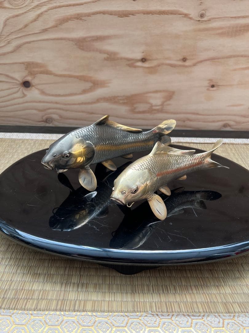 鯉の置物　金工師岩坪信光作　金属工芸品　鯉　縁起物　置物　信光　台座付き 2026年最新】Yahoo!オークション -鯉 置物の中古品・新品・未使用品一覧