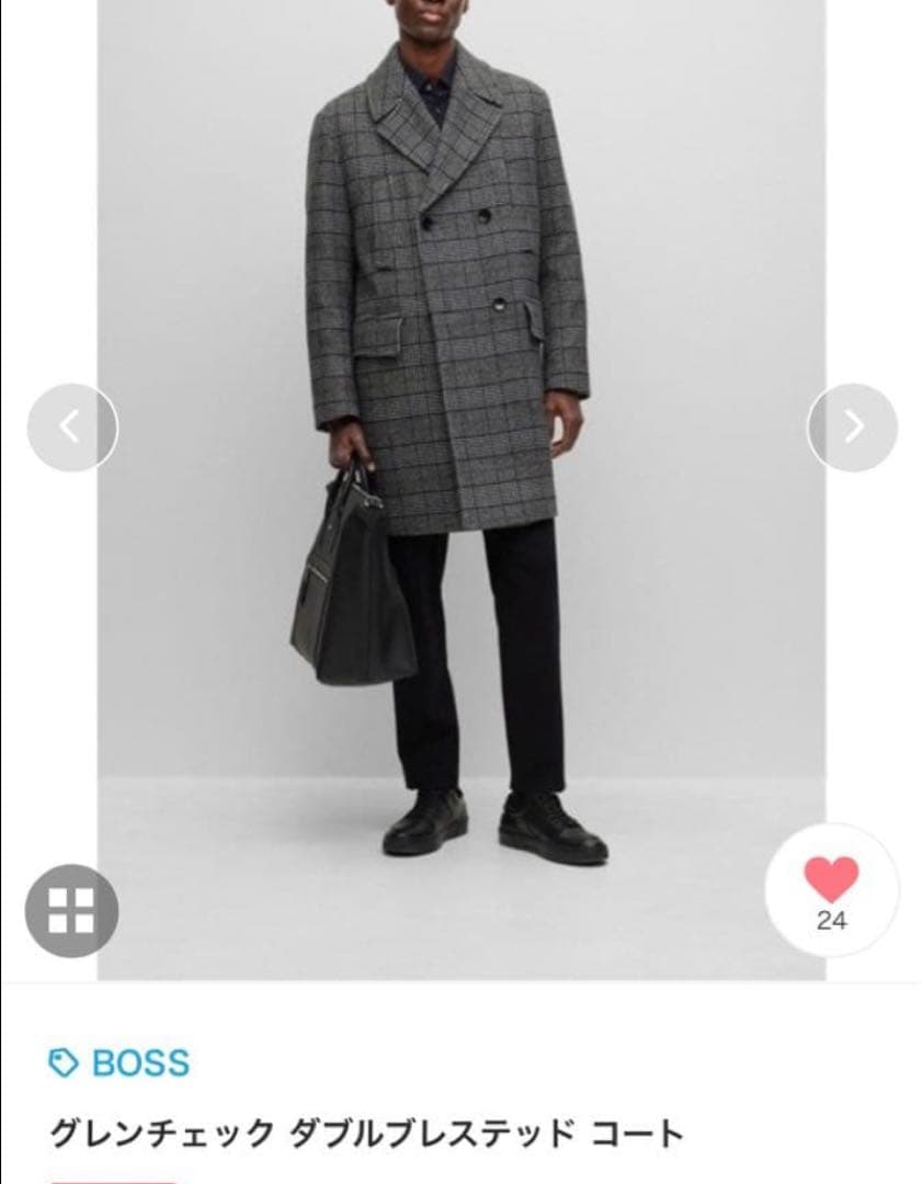 BOSS BOSS グレンチェック ダブルブレステッド コート 3XL グレン