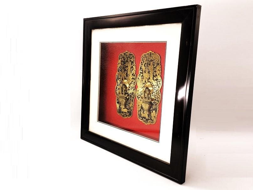 古玩彫金 清朝工芸 】 金銅引手金具 資料館旧展示品 N1217A