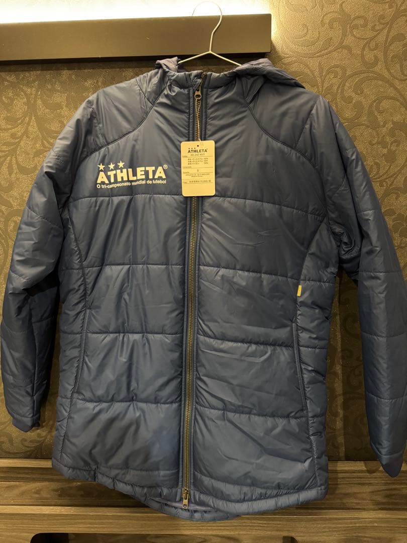 ATHLETA フード付きネイビー ベンチコート S ATHLETA（アスレタ） サッカーウェア ベンチコート メンズ レディース