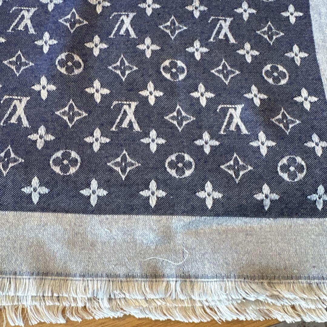 LOUIS VUITTON ネイビー ×シルバー 大判ストール