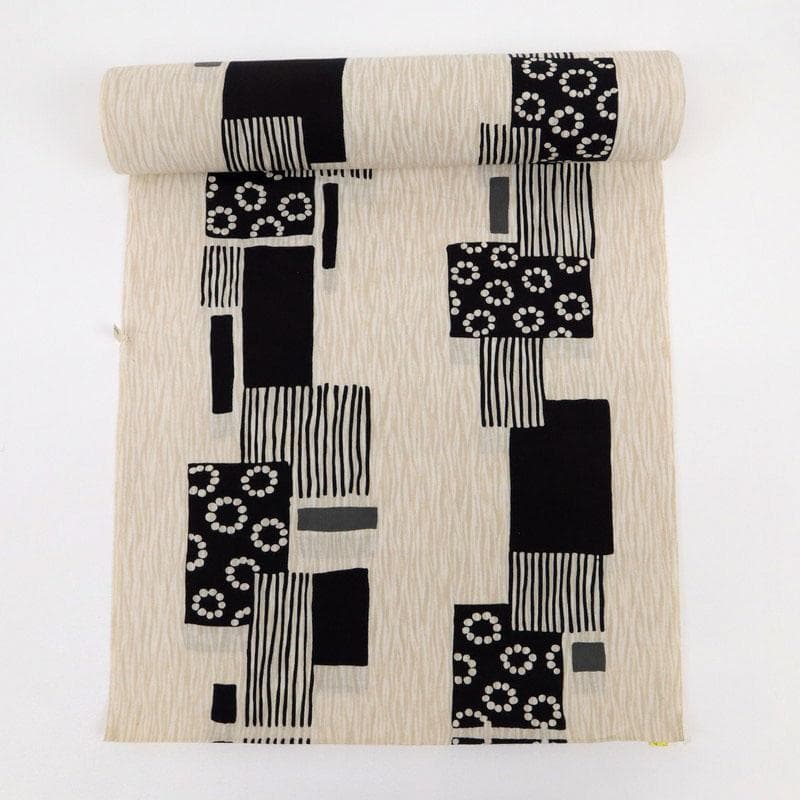 《浴衣反物『Kansai』山本寛斎◆寄せ柄四角のライン◆夏着物■反25-137》