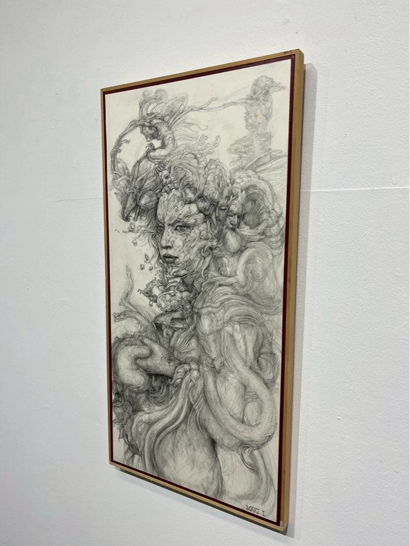 真作保証】板波真樹「虚空にて」2018年 鉛筆画