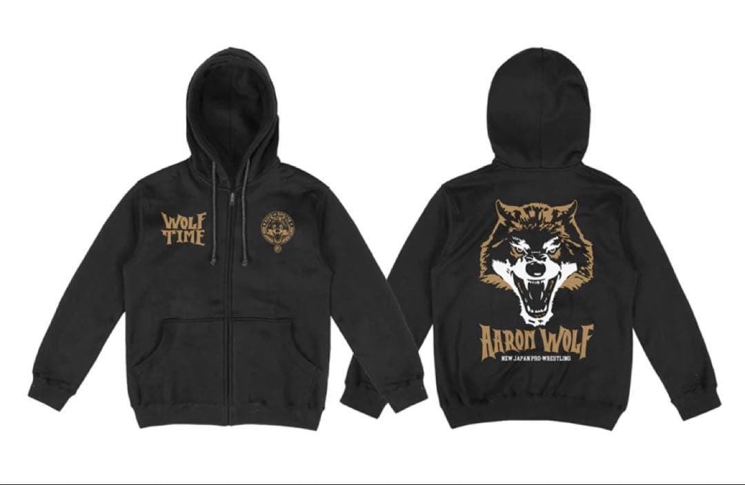 【新品未使用品】ウルフアロン　パーカー　ＸＬサイズ　ブラック　新日本プロレス wolf-hood-