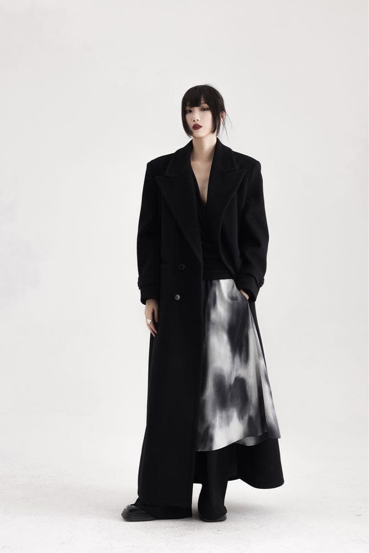 APOZi collection ダブルスーパーロング コート ブラック