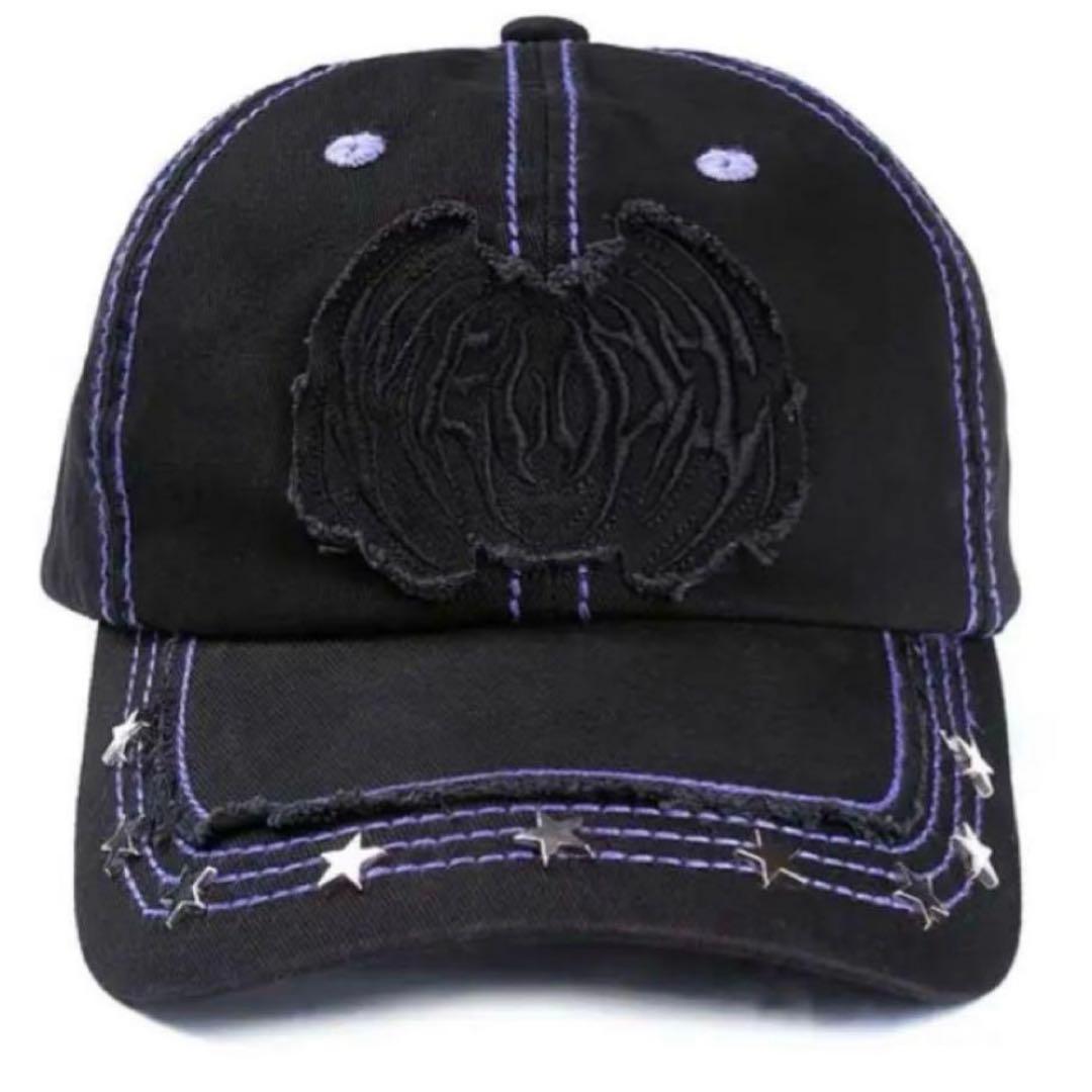 ec melodi キャップ 黒紫