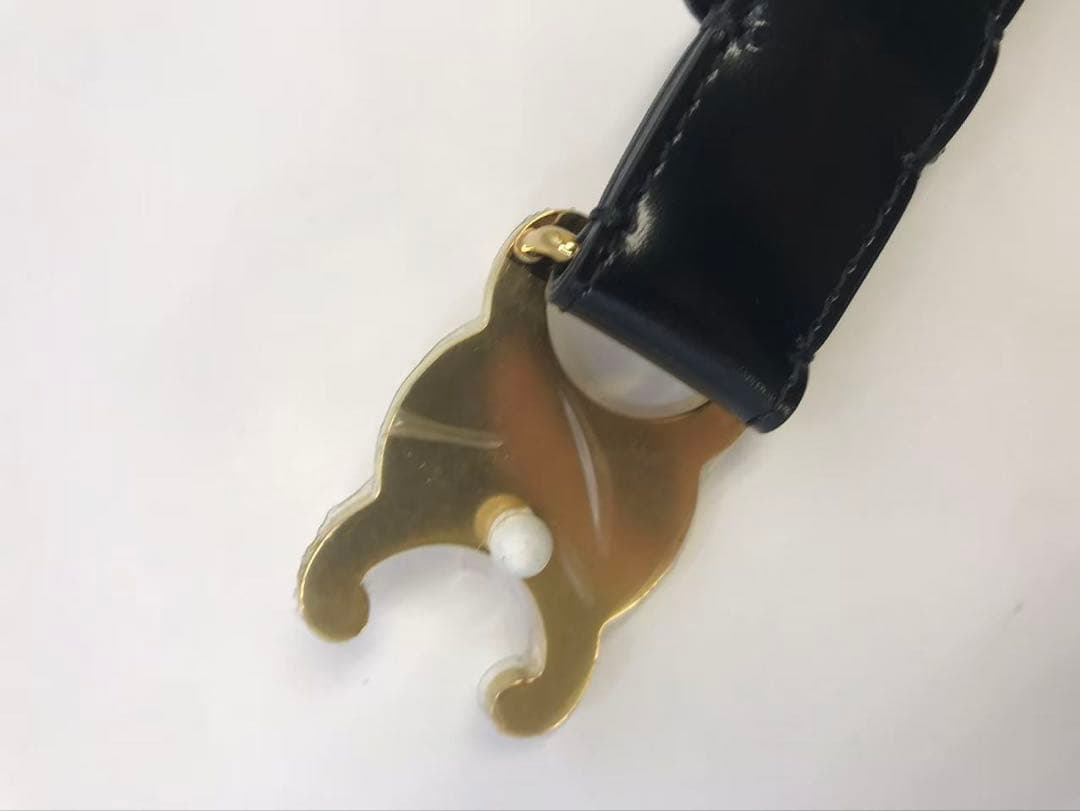 セリーヌ ベルト トリオンフ ゴールド金具 黒サイズ75 レザー保存袋