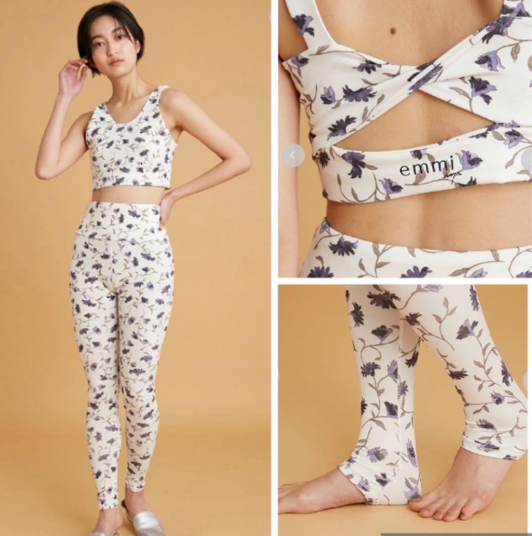 エミヨガ emmi yoga フラワープリント ヨガウェア セットアップ S エミ emmi HAPPY YOGA 4SET ハッピーヨガ 4セット レディース ブラ