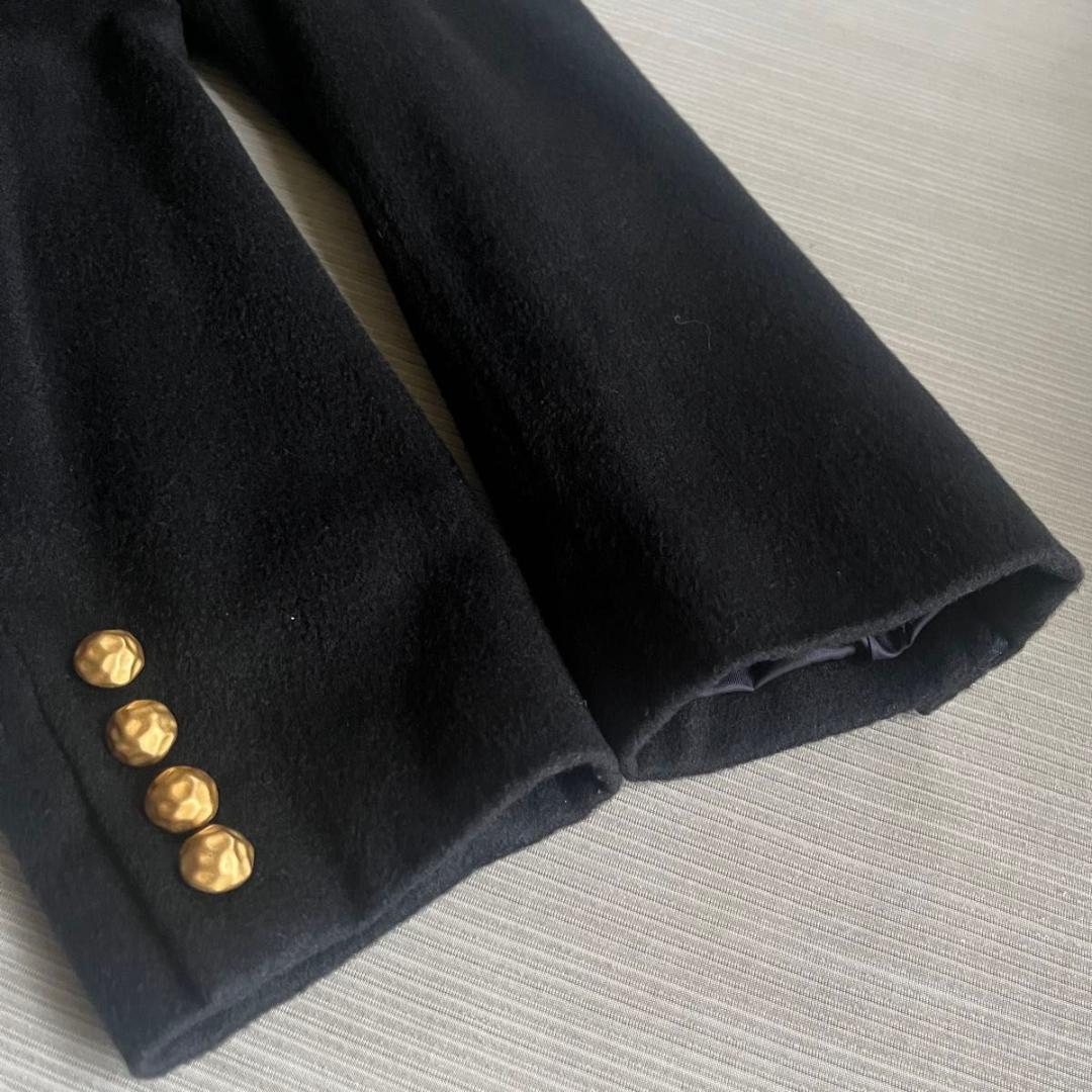 美品【フォクシー】コート ジャケット カシミヤ 金ボタン ブラック