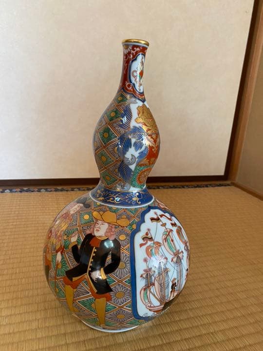 SALE！ 伊万里焼 瓢瓶 オランダ古伊万里図 SALE！ 伊万里焼 瓢瓶