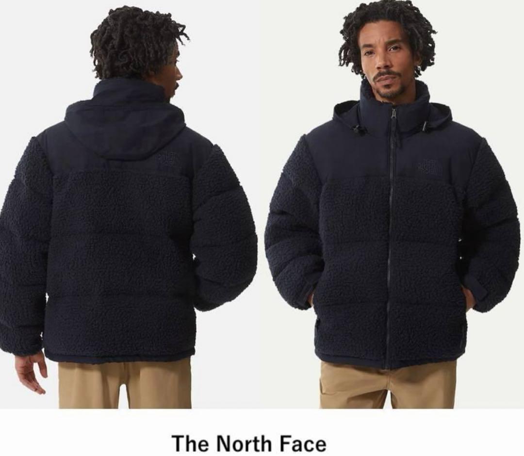 ノースフェイス シェルパ ヌプシ ボア グースダウンジャケット 紺 XL