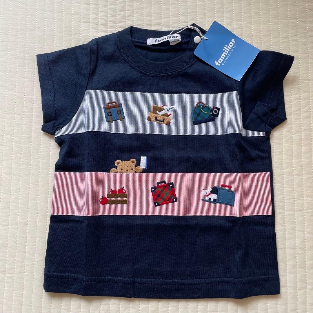 familiar ネイビー ストライプ Tシャツ 80 ファミちゃん　ファミリア ファミリアオリジナルキャラクター「ファミちゃん」の誕生日記念企画