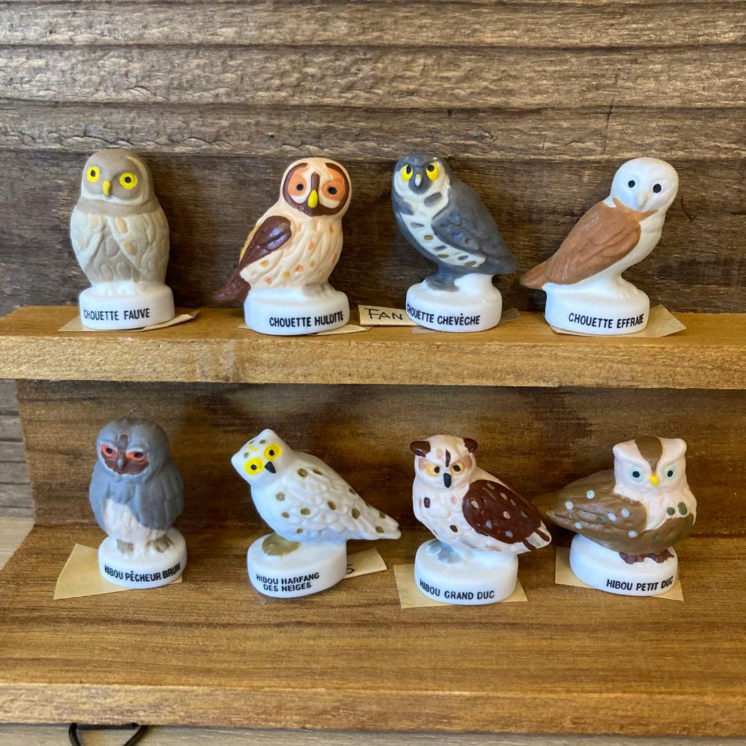 フェーヴ＊フランスのお菓子に入れる小さな陶器♪フクロウ8個セット