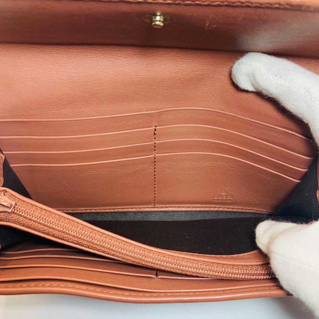⭐️GUCCI 長財布 グッチシマレザーゴールドプレート ブラウン