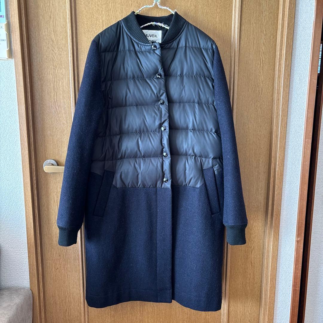 【専用】MUVEIL WORK メルトンダウン　ネイビー コート38 美品 ミュベールワーク 切り替え メルトンダウンコート 38 ネイビー