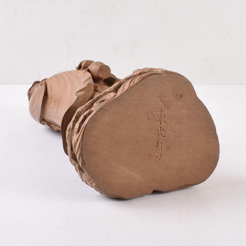 仏教美術 藤田東光拝刀 木彫 観音像 仏像 置物 共箱 M R9050 仏教