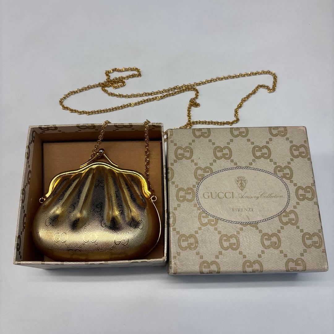 GUCCI ヴィンテージ ゴールド クレセントパーティーバッグ Gucci Yellow Leather Dionysus Wallet Chain Bag 13x20x4 cm