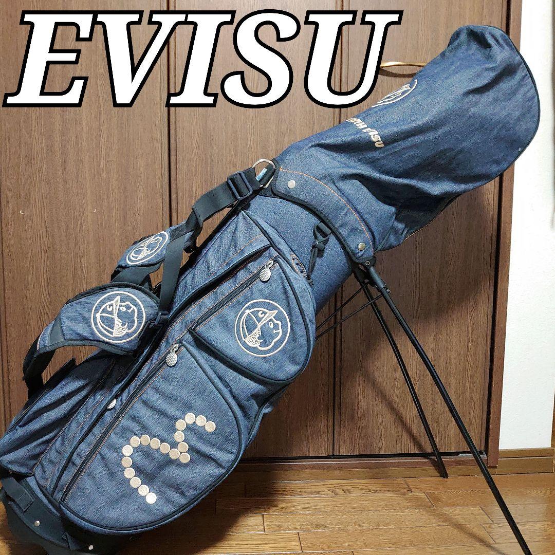 EVISU GOLF キャディバッグ ゴルフバッグ デニム スタンド付 芝生くん EVISU GOLF キャディバッグ ゴルフバッグ デニム スタンド付 芝生くん