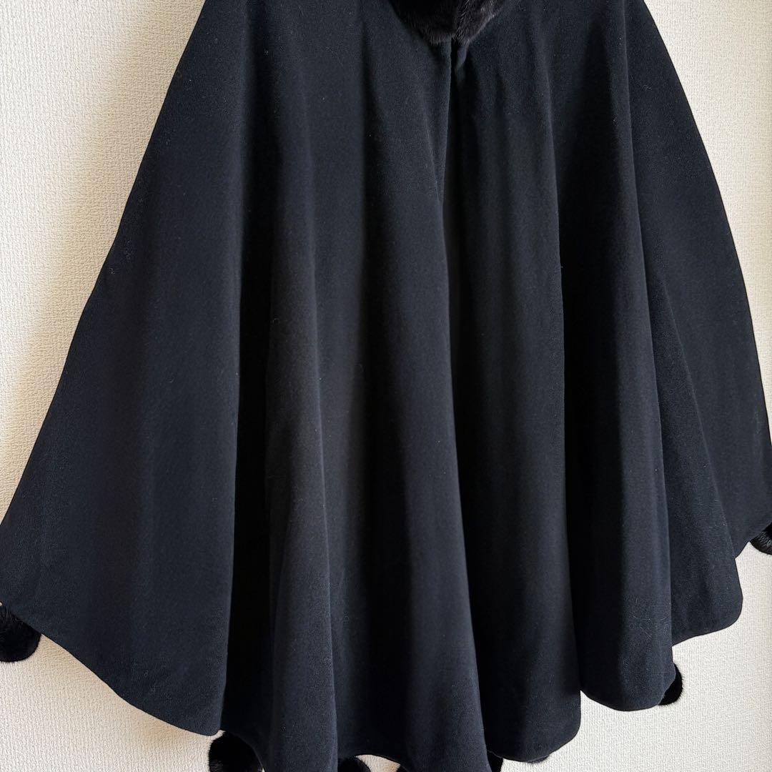 レリアン ミンクファー ケープコート ポンチョ マントコート ブラック