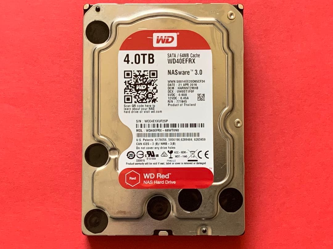 使用時間 小】DIGA換装用 大容量3.5インチHDD4TB WD40EFRX - メルカリ