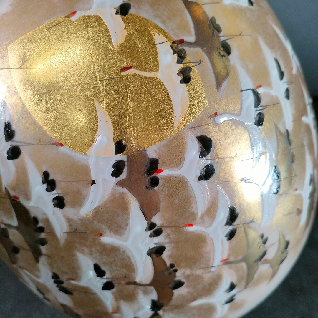 C6-4/九谷焼/光崖二代 高明作/金彩色絵鳥図花瓶/花瓶/